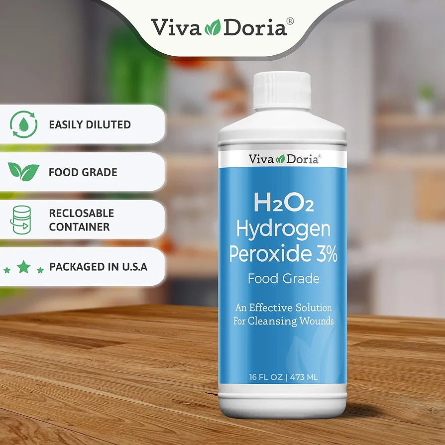 Viva Doria Hydrogen Peroxide 3 Percent, Food Grade, 3% Hydrogen Peroxide Food Grade, 16 Fluid Ounce 