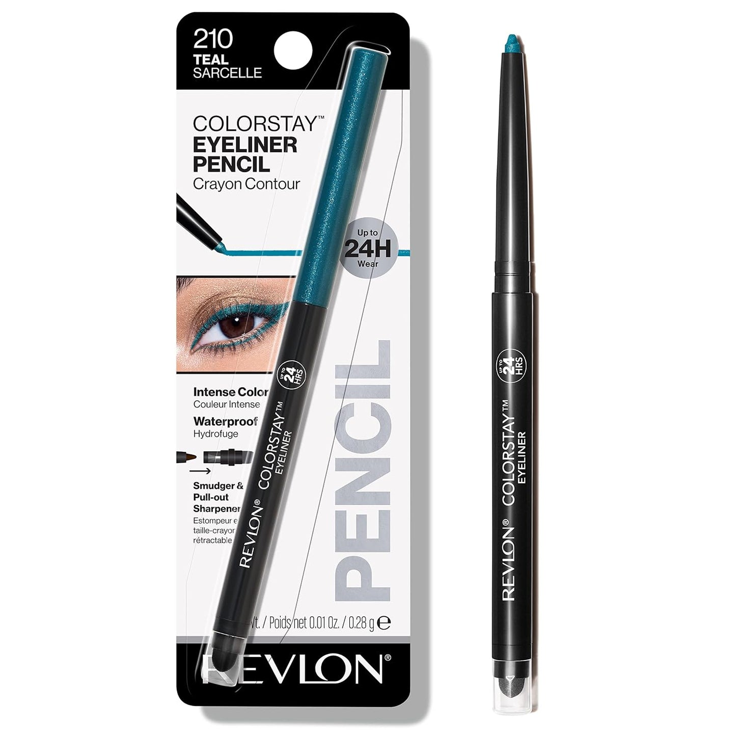 Revlon ColorStay Pencil Waterproof Eyeliner, Smudge-Proof, Eye Makeup with Built-In Sharpener, Long-Lasting, Matte Finish, 202 Black Brown, 0.01 oz | Waterproof pencil eyeliner with built-in sharpener. Smudge-proof, long-lasting, intense matte color.