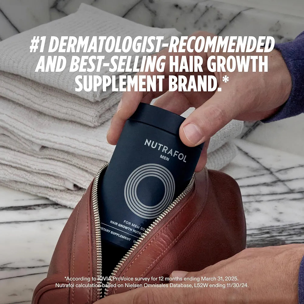 Nutrafol Men 50+ Hair Growth Supplements, Clinically Tested for Visibly Thicker Hair and Scalp Coverage, #1 Dermatologist-Recommended Hair Growth Supplement Brand - 1 Month Supply