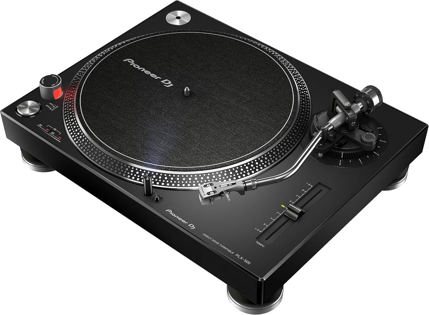 Pioneer DJ PLX-500 Direct Drive Turntable | Play and digitize vinyl, USB recording, DJ-style layout, phono/line output, dust-cover sleeve stand