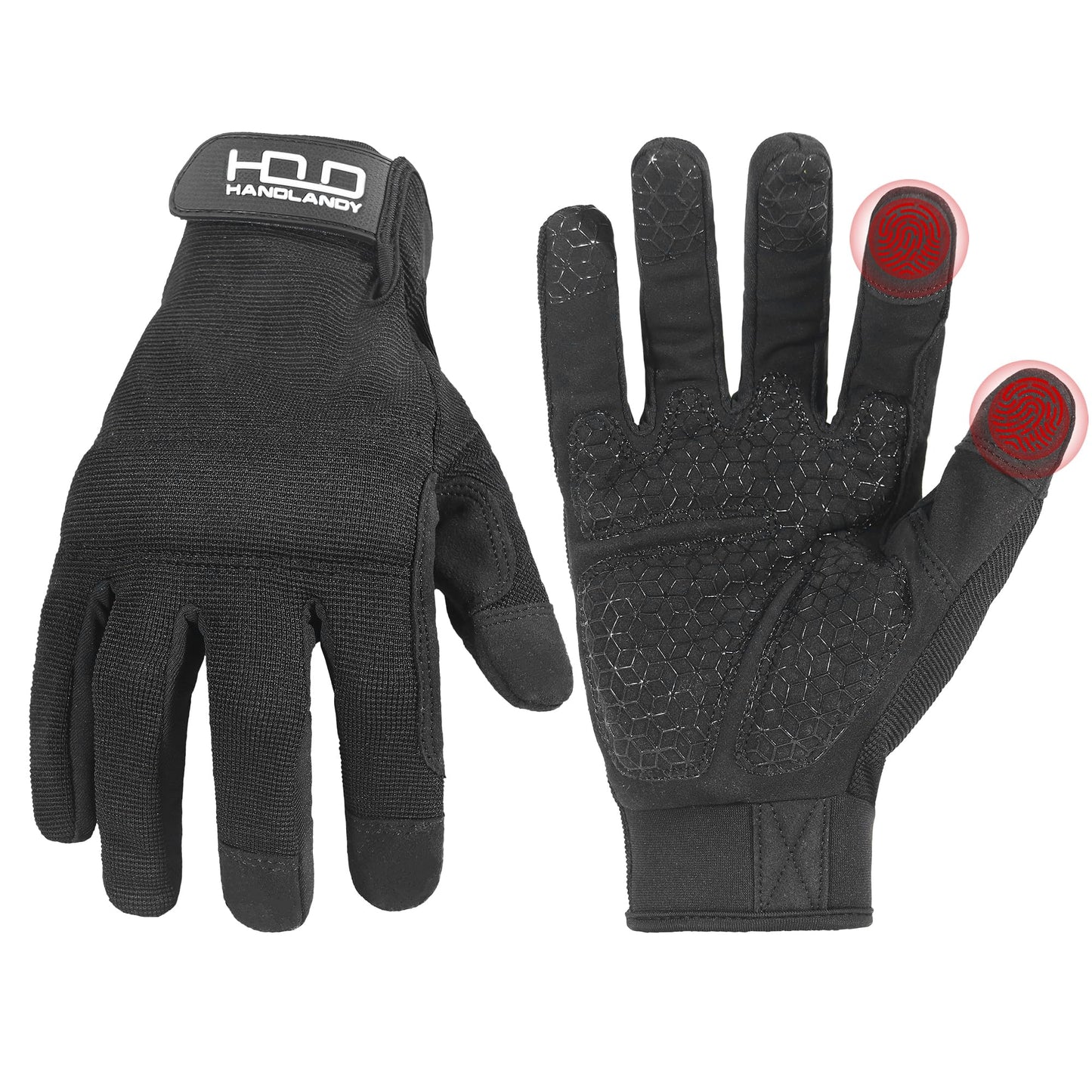 HANDLANDY Work Gloves for Men & Women, Utility Mechanic Working Gloves Touch Screen, Flexible Gardening Gloves for Yard