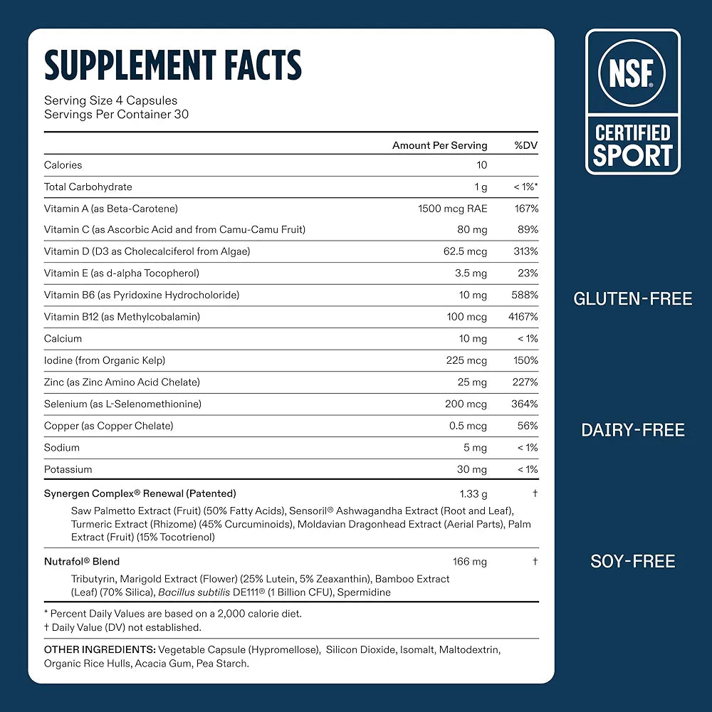 Nutrafol Men 50+ Hair Growth Supplements, Clinically Tested for Visibly Thicker Hair and Scalp Coverage, #1 Dermatologist-Recommended Hair Growth Supplement Brand - 1 Month Supply
