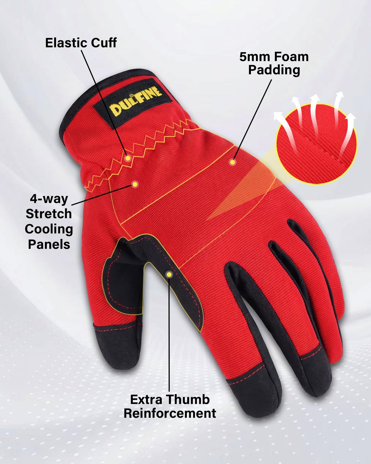 DULFINE Flex Grip Mechanic 1 Pair Pack Work Gloves for Women Pink M | Fit-Padded Knuckles & Palm, Touch Screen, Flexible, Breathable, Ideal for Gardening Yardwork Warehouse