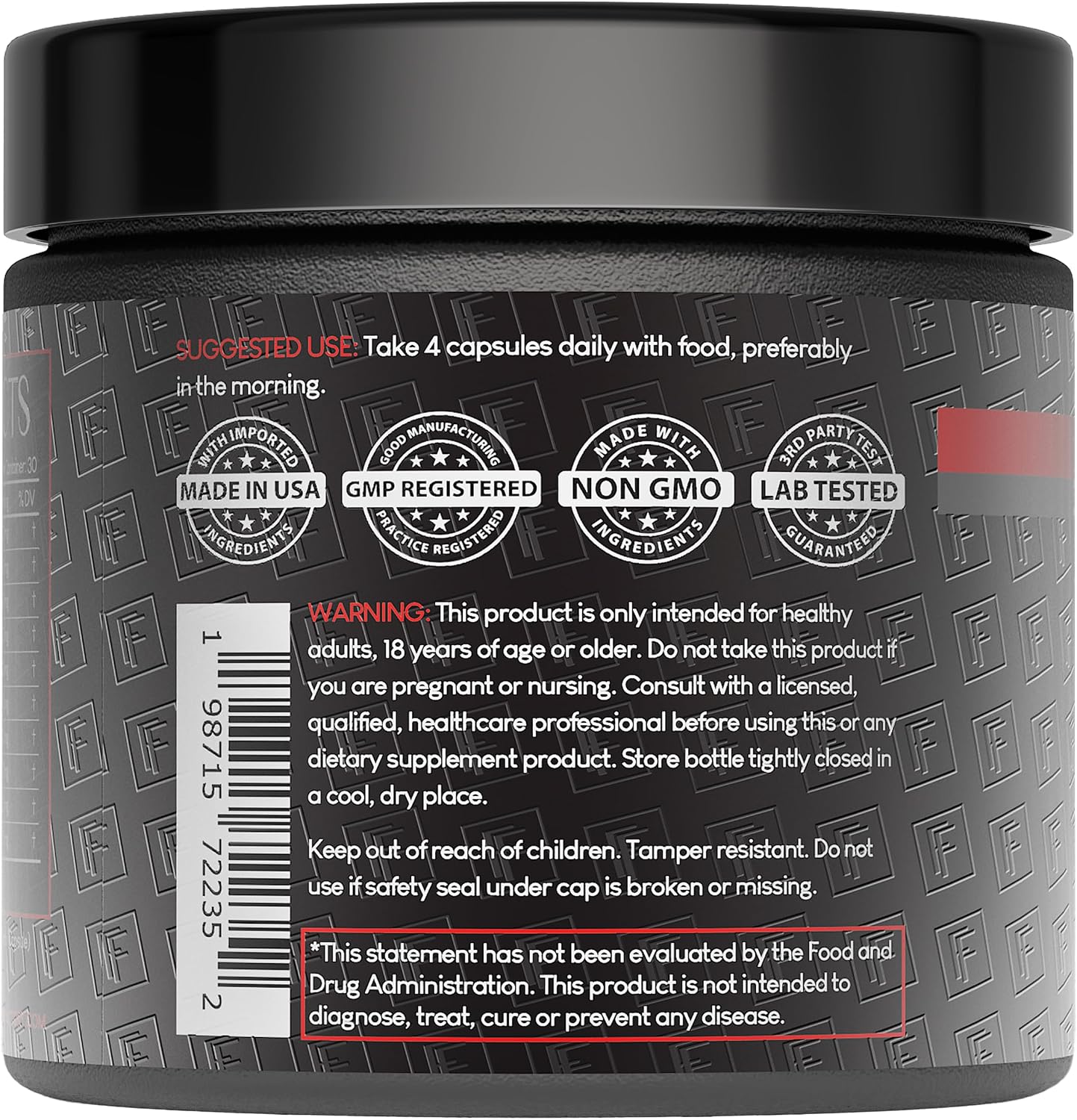 Formulation Factory Heart of Steel Nitric Oxide Supplements for Men & Women, Nitric Oxide Booster for Blood Flow & Circulation with L-Citrulline 1000mg, L-Arginine, CoQ10 & Resveratrol - 120 Capsules
