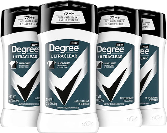 Degree Men UltraClear Antiperspirant Deodorant Black + White 72-Hour Sweat & Odor Protection Antiperspirant For Men With MotionSense Technology 2.7 Ounce 