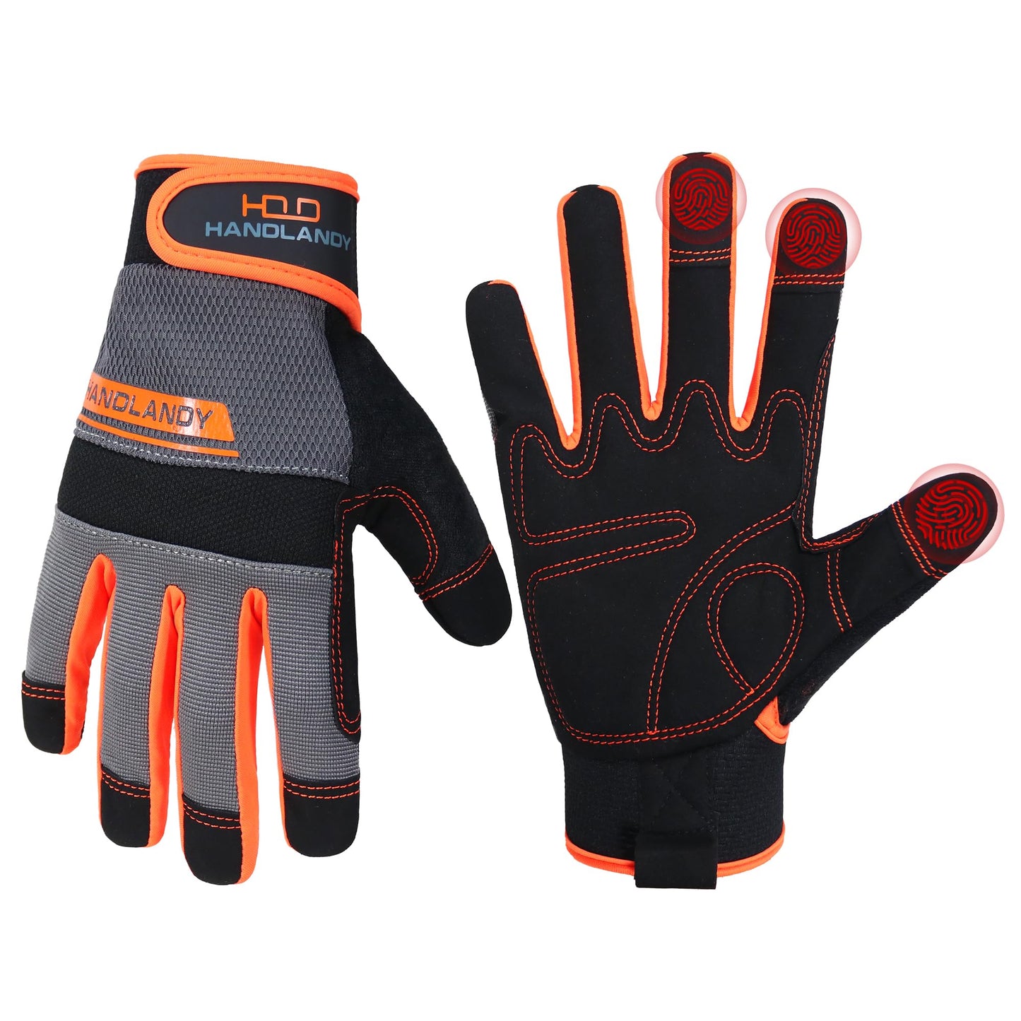 HANDLANDY Work Gloves for Men & Women, Utility Mechanic Working Gloves Touch Screen, Flexible Gardening Gloves for Yard