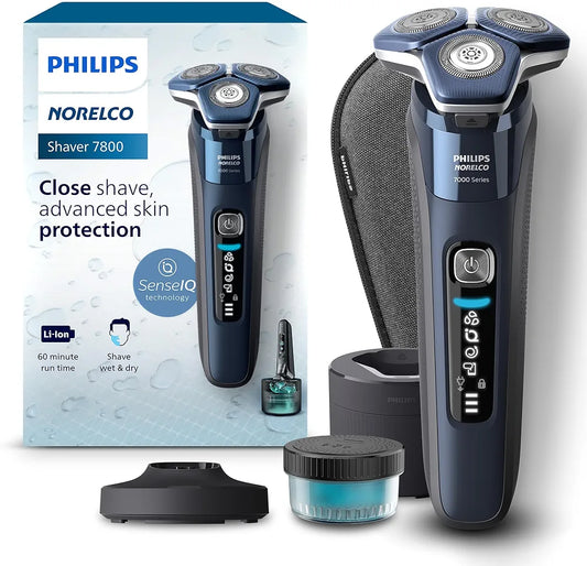 Philips Norelco Shaver 7800 Rechargeable Wet & Dry Electric Shaver with SenseIQ, Quick Clean Pod, Charging Stand, Travel Case, and Pop-up Trimmer (S7885/85)