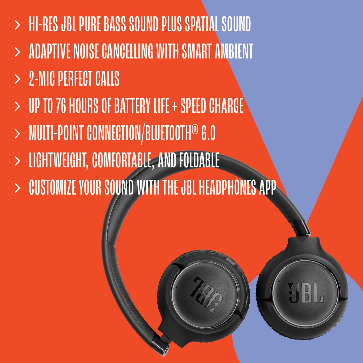 JBL Tune 680NC - Noise Cancelling Headphones - Black | Hi-Res JBL Pure Bass Sound plus Spatial Sound, Adaptive Noise Cancelling with Smart Ambient