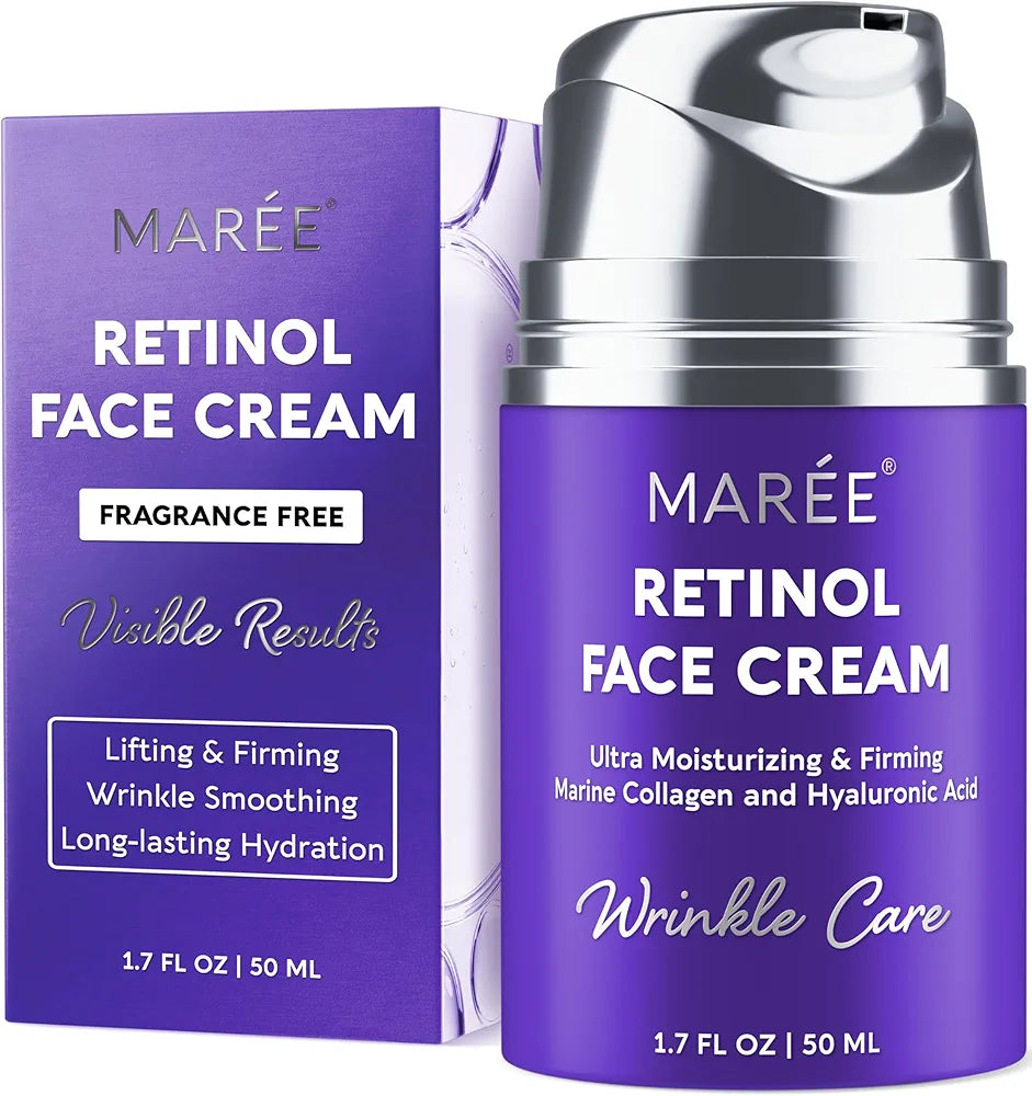 MAREE Retinol & Collagen Anti-Aging Face Moisturizer with Hyaluronic Acid for Dry Skin
