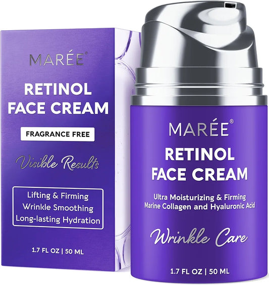 MAREE Retinol & Collagen Anti-Aging Face Moisturizer with Hyaluronic Acid for Dry Skin