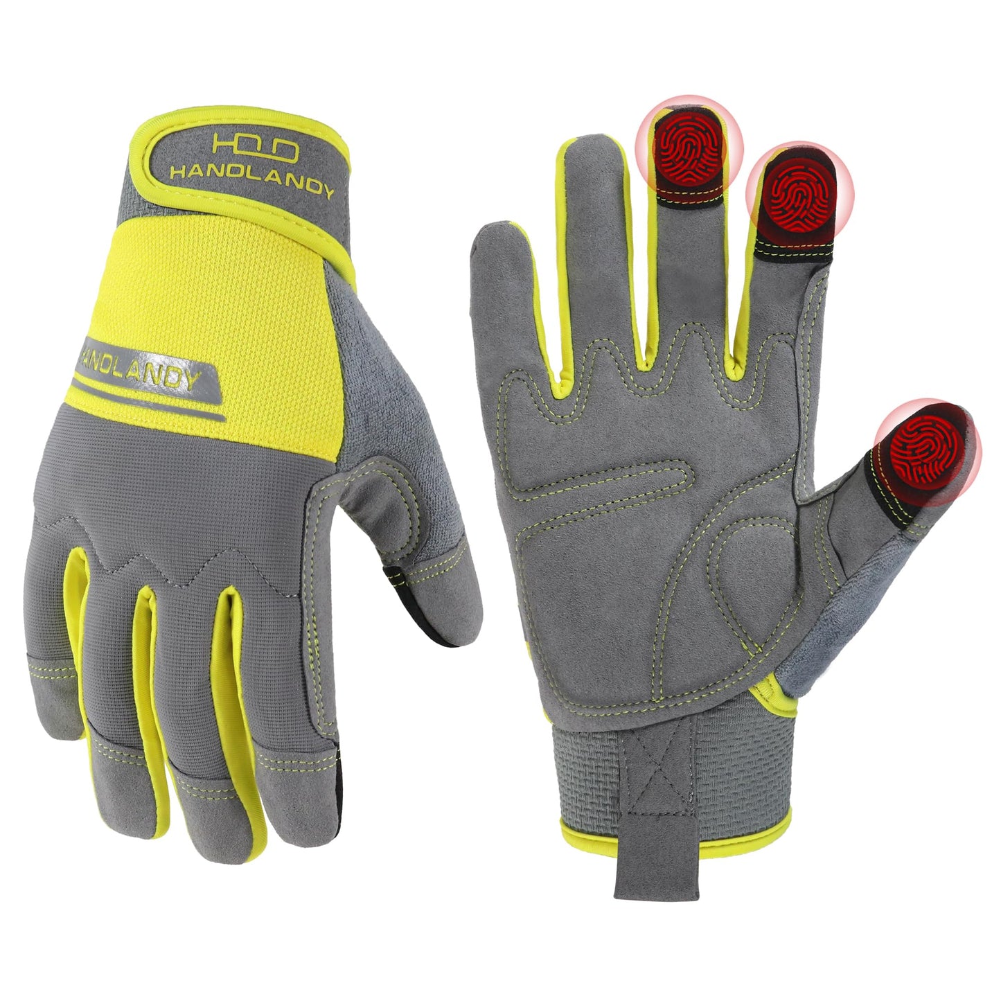 HANDLANDY Work Gloves for Men & Women, Utility Mechanic Working Gloves Touch Screen, Flexible Gardening Gloves for Yard
