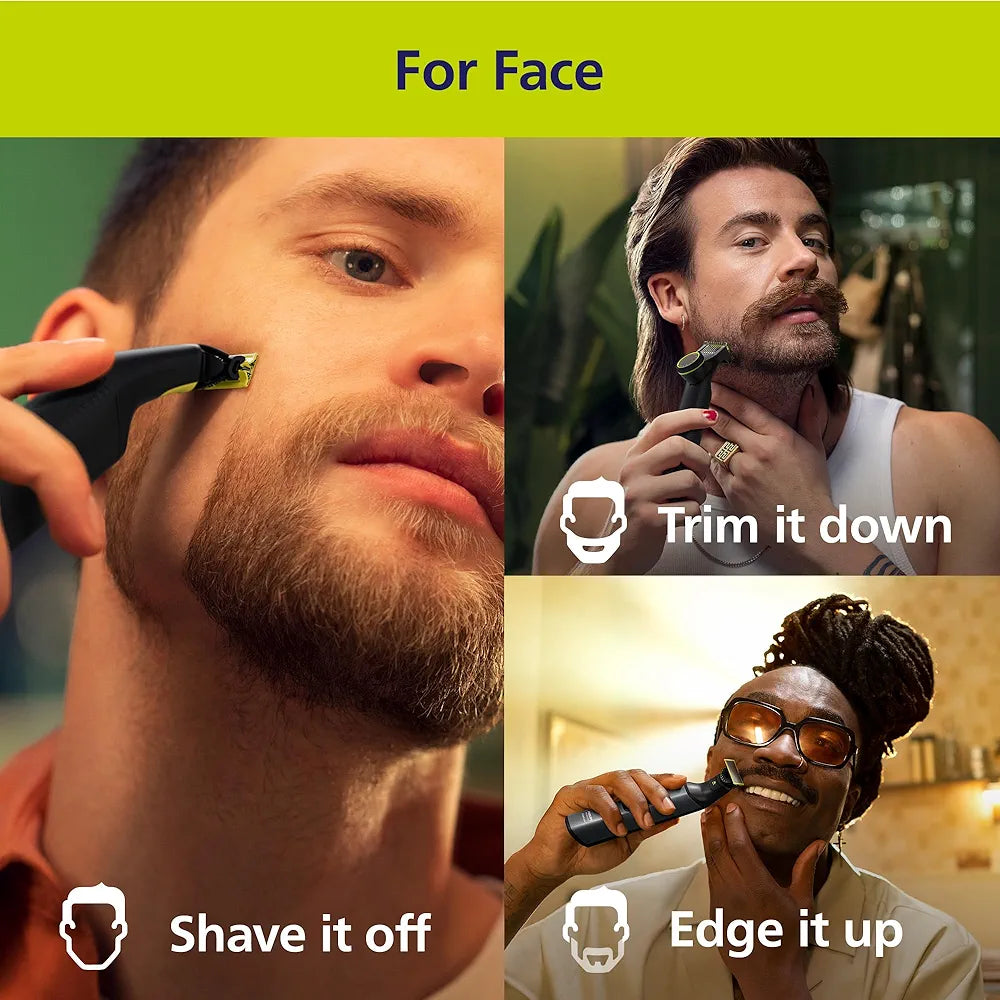 Philips Norelco OneBlade 360 Pro Face + Body Hybrid Electric Trimmer and Shaver with 360 Blade Technology (Model QP6552/90)