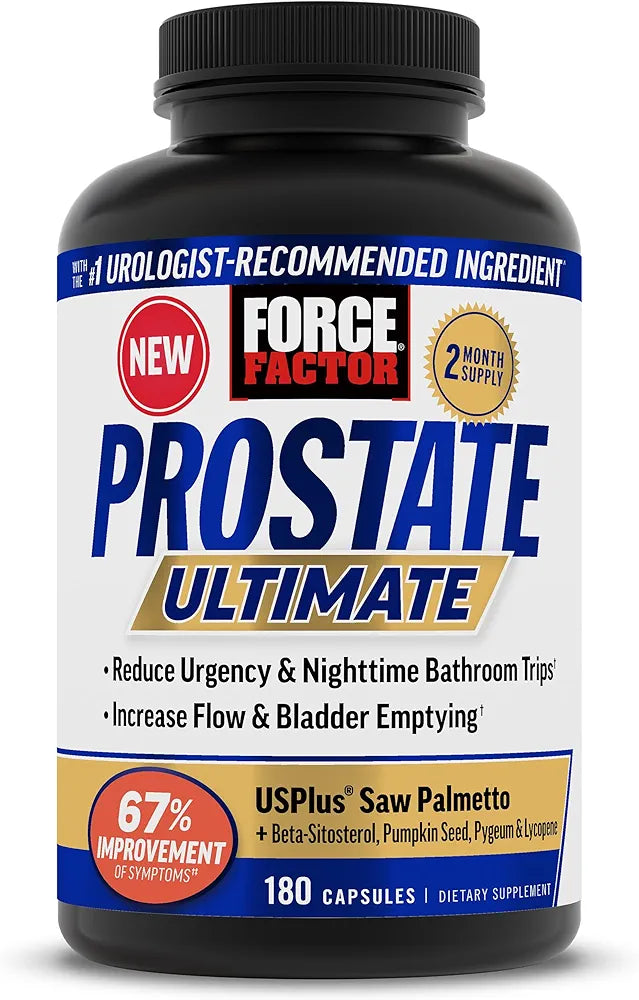 Force Factor Prostate Ultimate, Prostate Health Supplement for Men with Nettle & Saw Palmetto, #1 Urologist Recommended Ingredient to Support Urinary Flow, Bladder Emptying, 2 Month Supply
