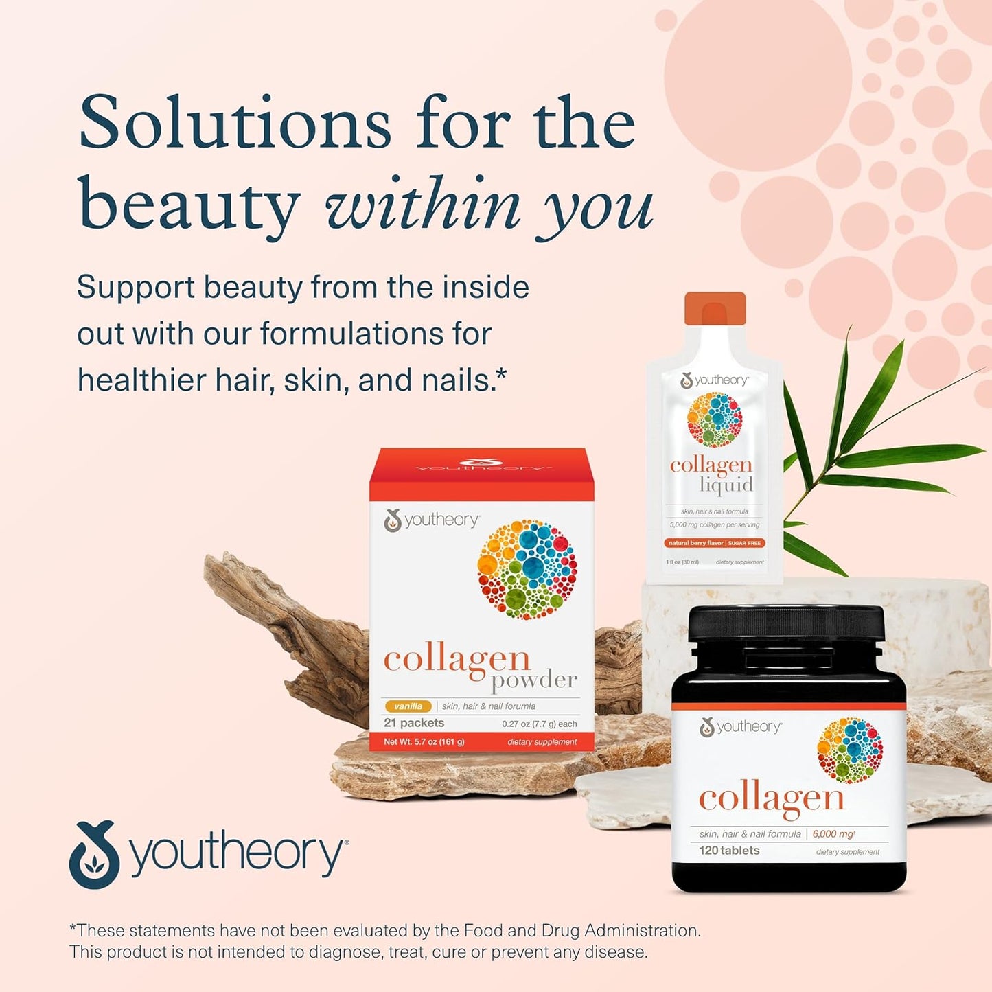 Youtheory Advanced Collagen - 6,000 mg Hydrolyzed Collagen Peptides - Includes Antioxidants & Contains Vitamin C - Hair Growth, Nails, Joint Health & Bone Support* - 290 Tablets (48-Day Supply)
