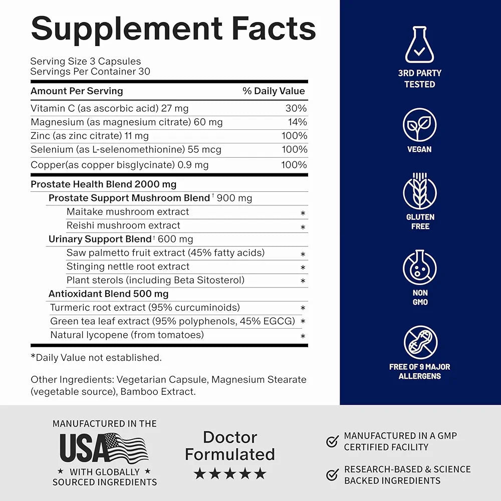 Snap Supplements Prostate Health Supplements for Men, Supports Urinary Tone and Healthy DHT Balance with Saw Palmetto for Men, Stinging Nettle, Beta-Sitosterol, 90 Capsules 