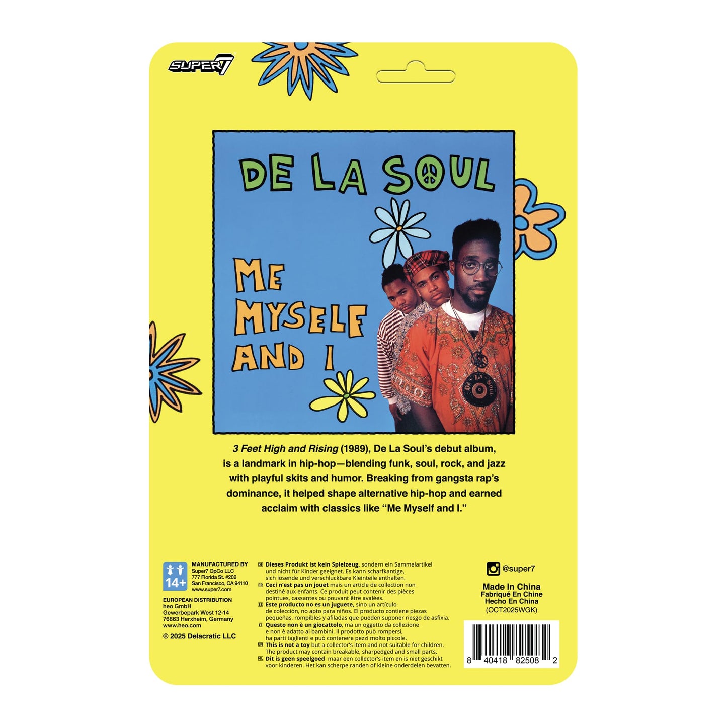 Super7 Reaction Figure De La Soul David Trugoy the Dove Jolicoeur (Me, Myself & I) - 3.75" De La Soul Action Figure with Accessory - Hip Hop Collectibles and Retro Toys