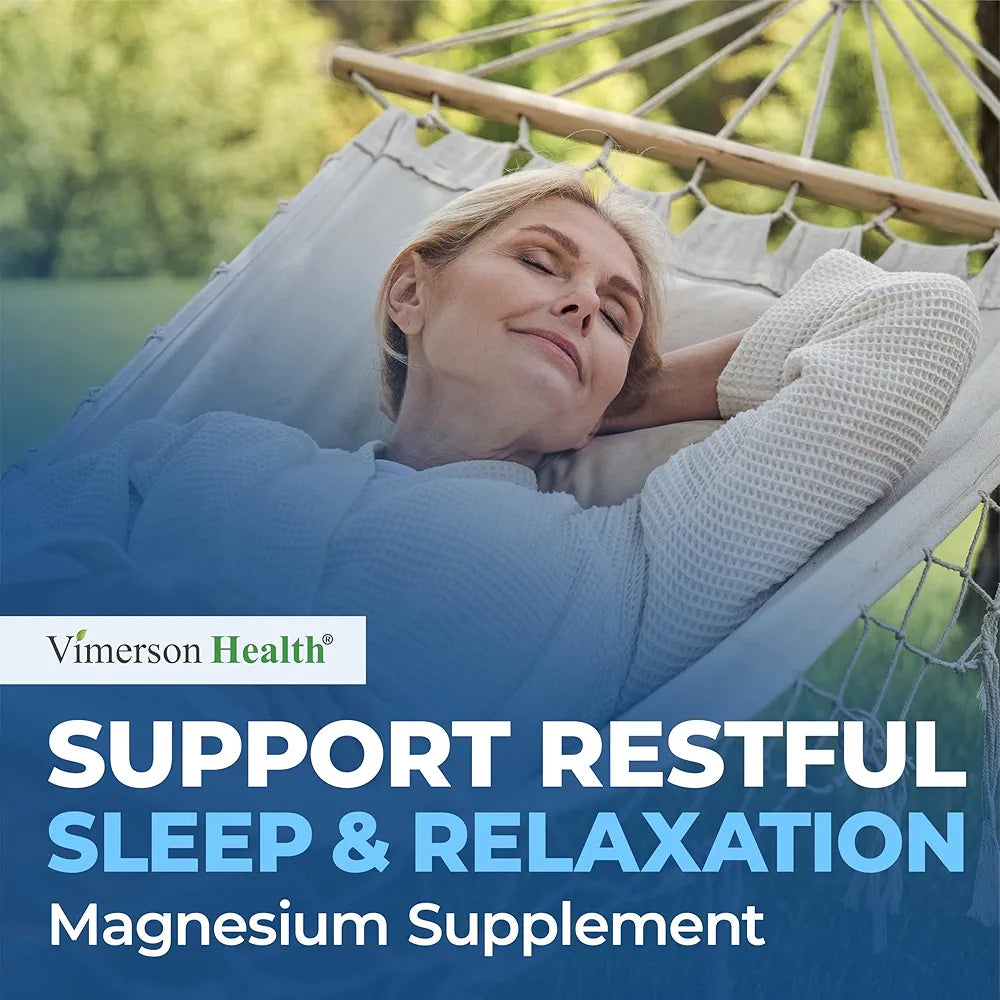 Vimerson Health Magnesium Glycinate 200mg for Sleep, Relaxation & Muscle Support – Chelated, Bioavailable, Vegan and Gentle on Stomach – 60 Capsules
