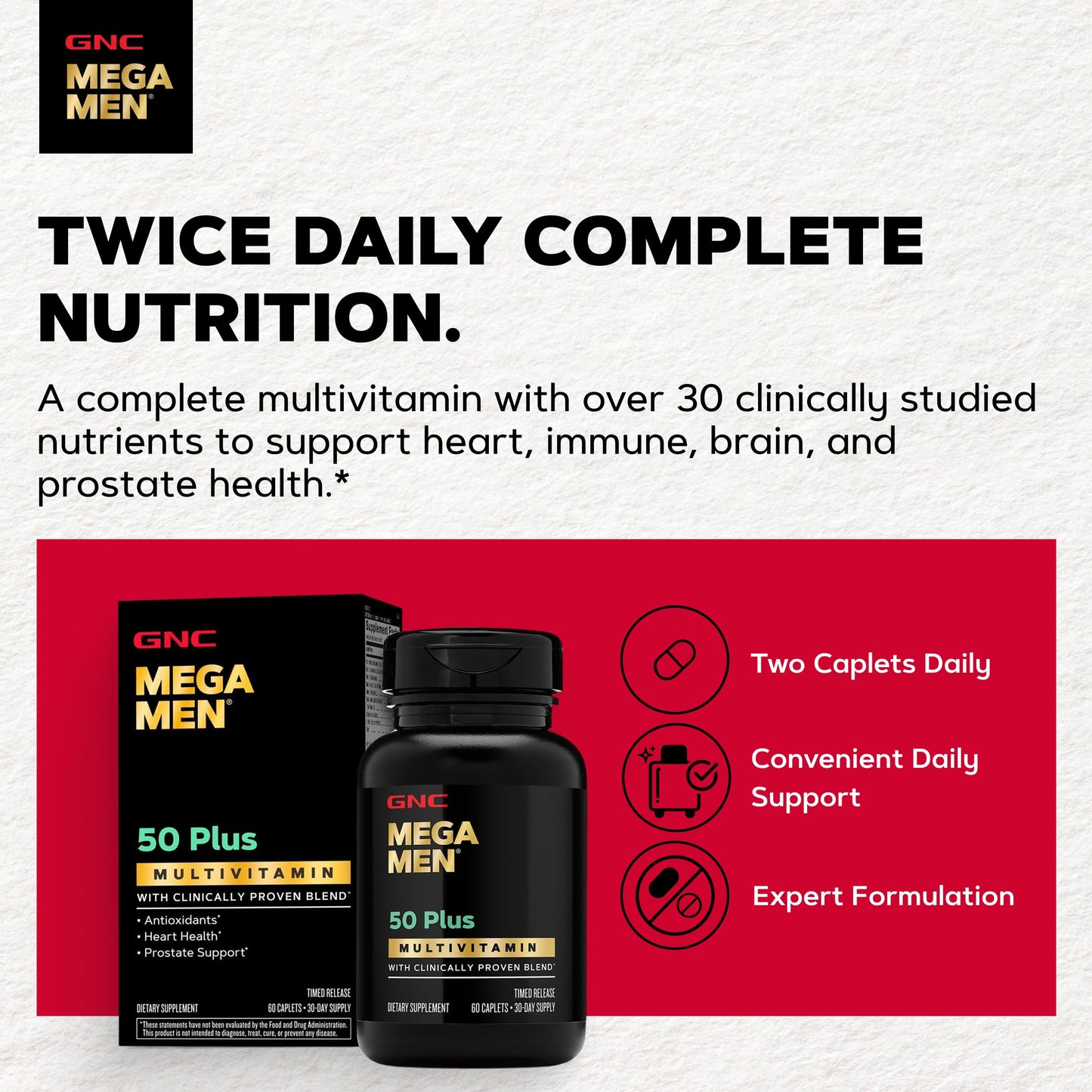 GNC Mega Men 50 Plus Multivitamin for Men | Antioxidants | Heart Health | Prostate and Circulatory Support | 120 Count
