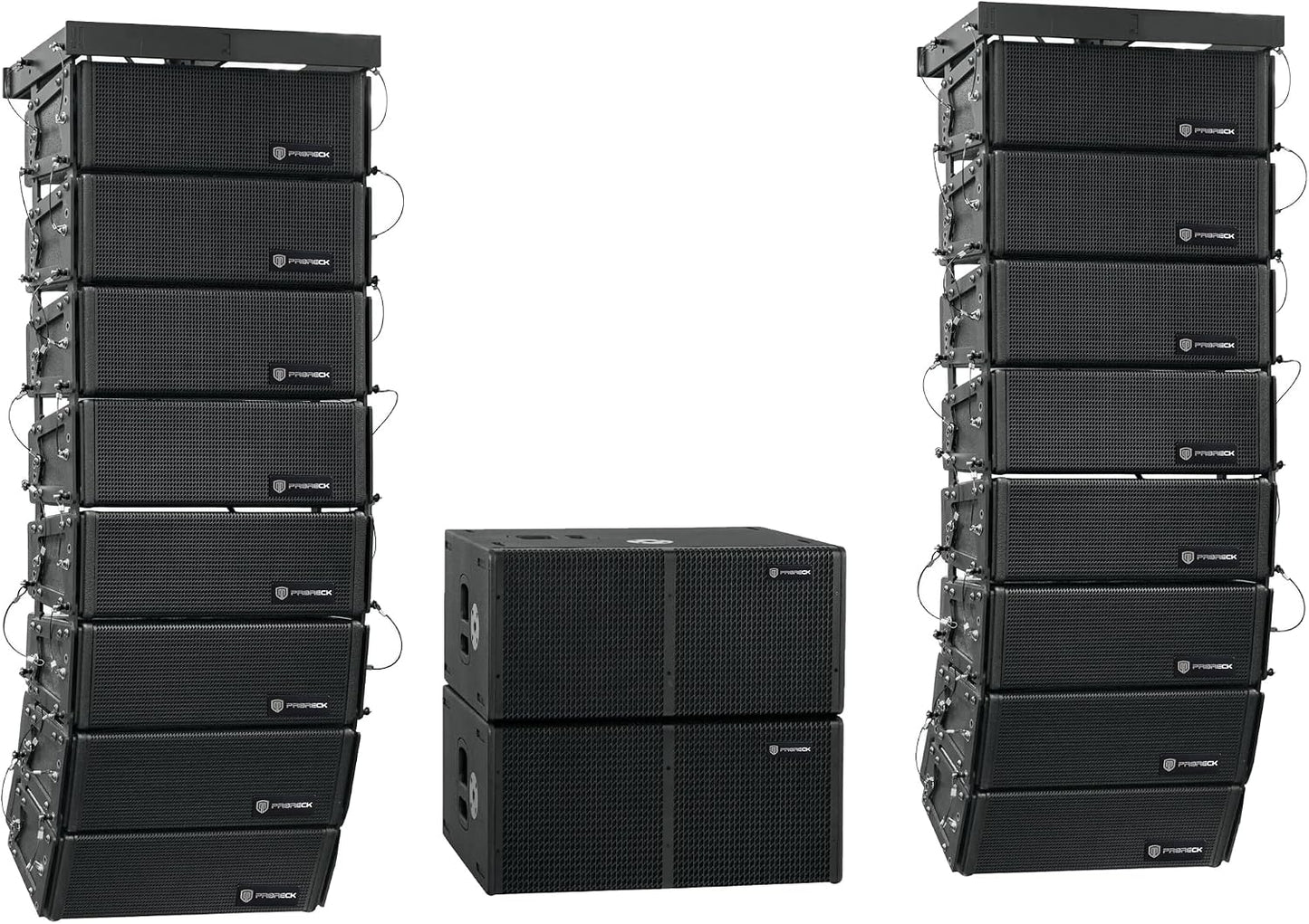 PRORECK Venue Set 10000W P.M.P.O Stereo/Mono DJ Powered PA Speaker System Combo Set Dual 4’’ Line Array Speaker, Dual 12 inch Active Subwoofer with Bluetooth Control, DSP Suitable for Concert, Venue
