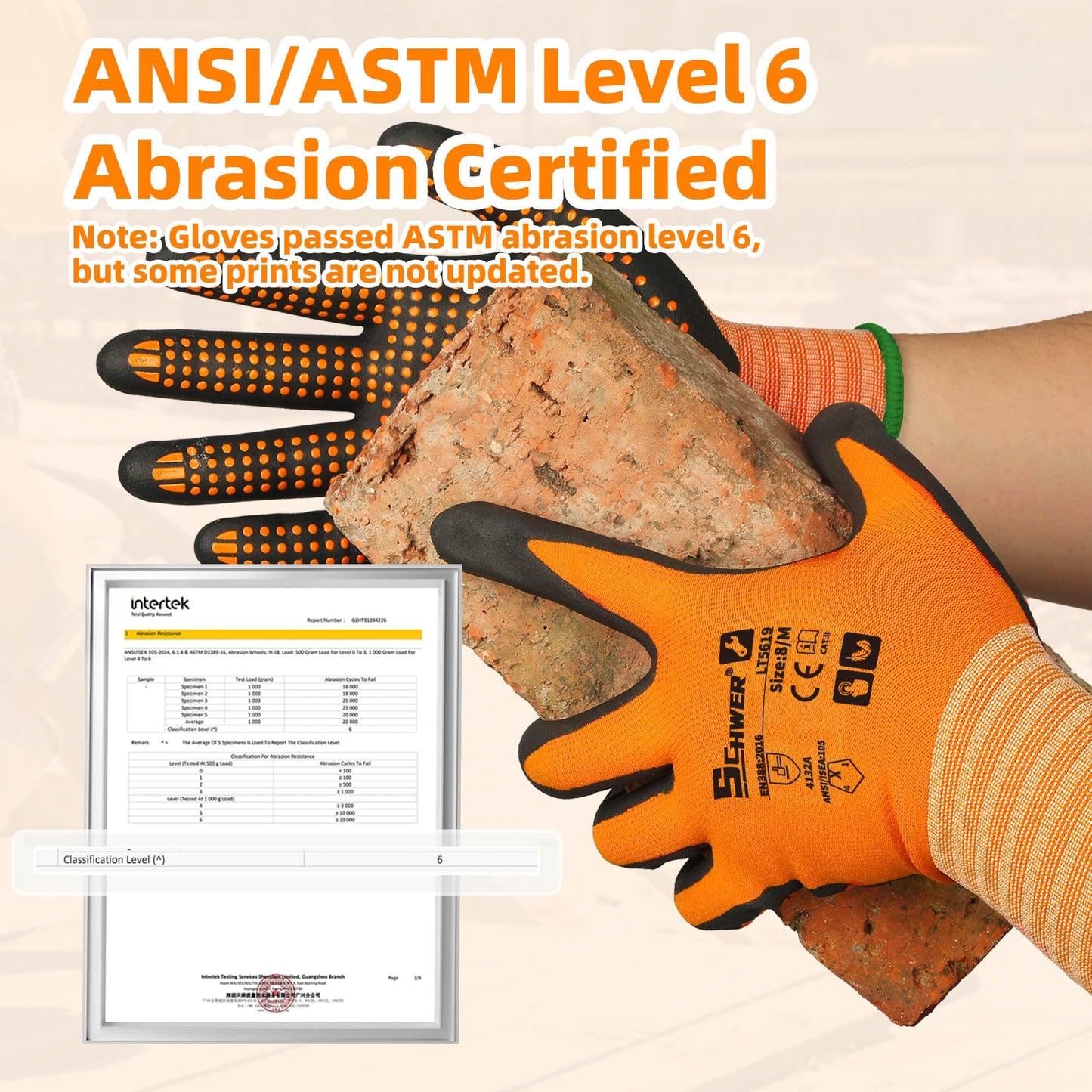 Schwer 3/6/12 Pairs Safety Work Gloves, MicroDot Abrasion & Grip, LT5619, L | Certified to Level 6 Abrasion, Strong Grip, Microfoam Nitrile Coated, Touchscreen, 3D-Comfort, A1 Cut Resistant, Gardening