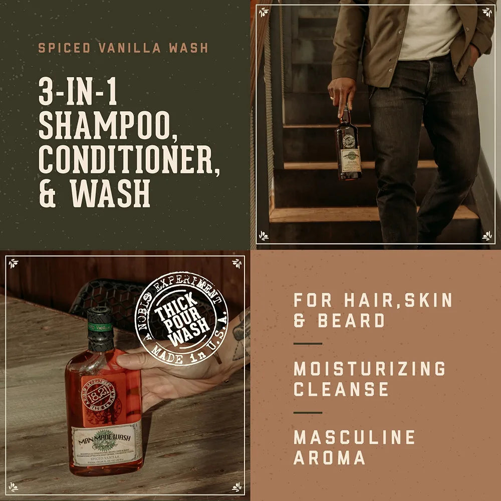 18.21 Man Made Original Absolute Mahogany 3-in-1 Body Wash, Shampoo, and Conditioner for Men, 32oz