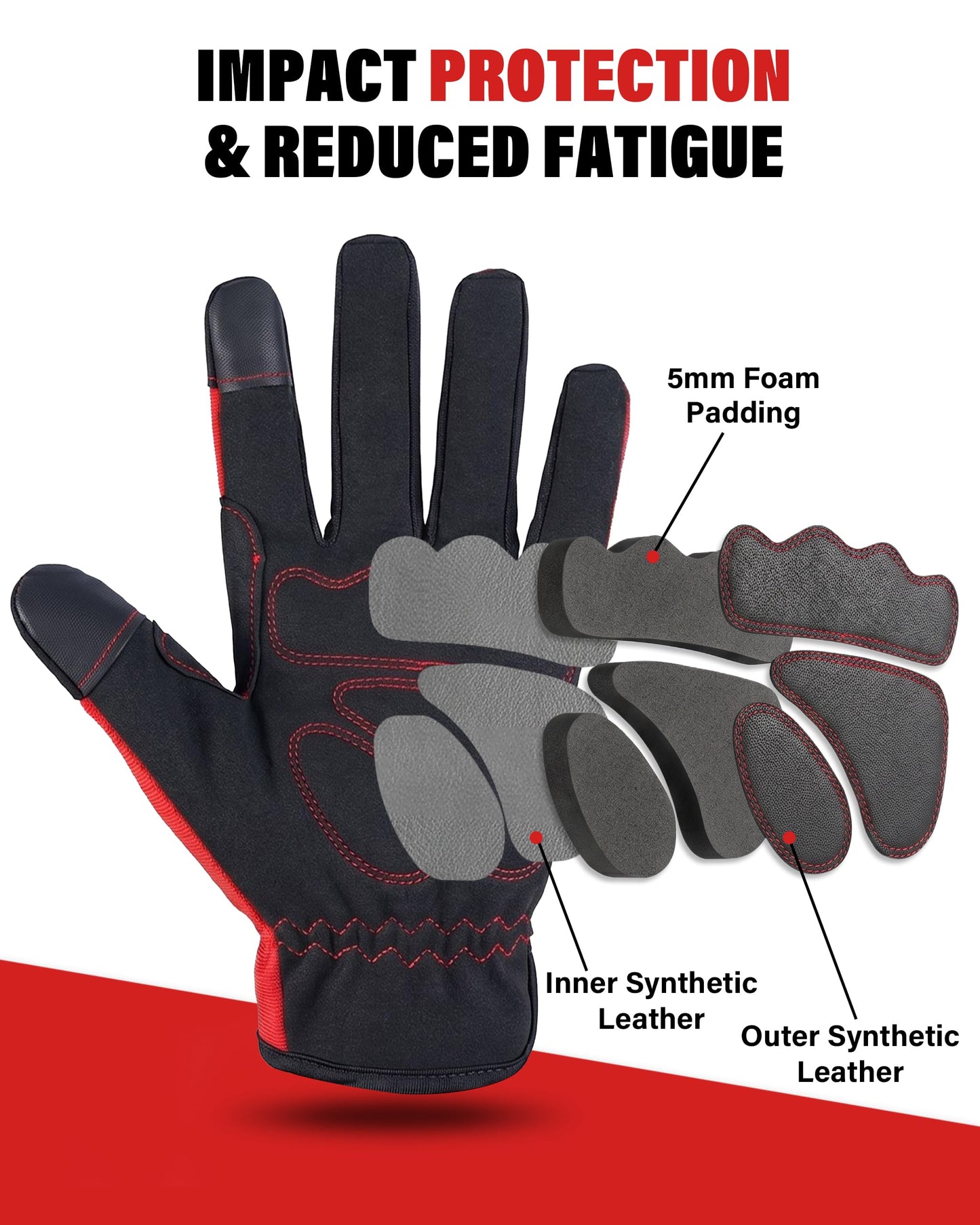 DULFINE Flex Grip Mechanic 1 Pair Pack Work Gloves for Women Pink M | Fit-Padded Knuckles & Palm, Touch Screen, Flexible, Breathable, Ideal for Gardening Yardwork Warehouse