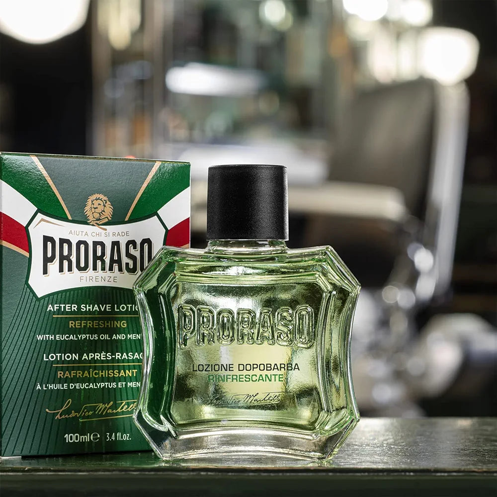 Proraso Refreshing After Shave Lotion with Eucalyptus Oil and Menthol - 3.4oz Premium Italian Shaving Splash for All Beard Types