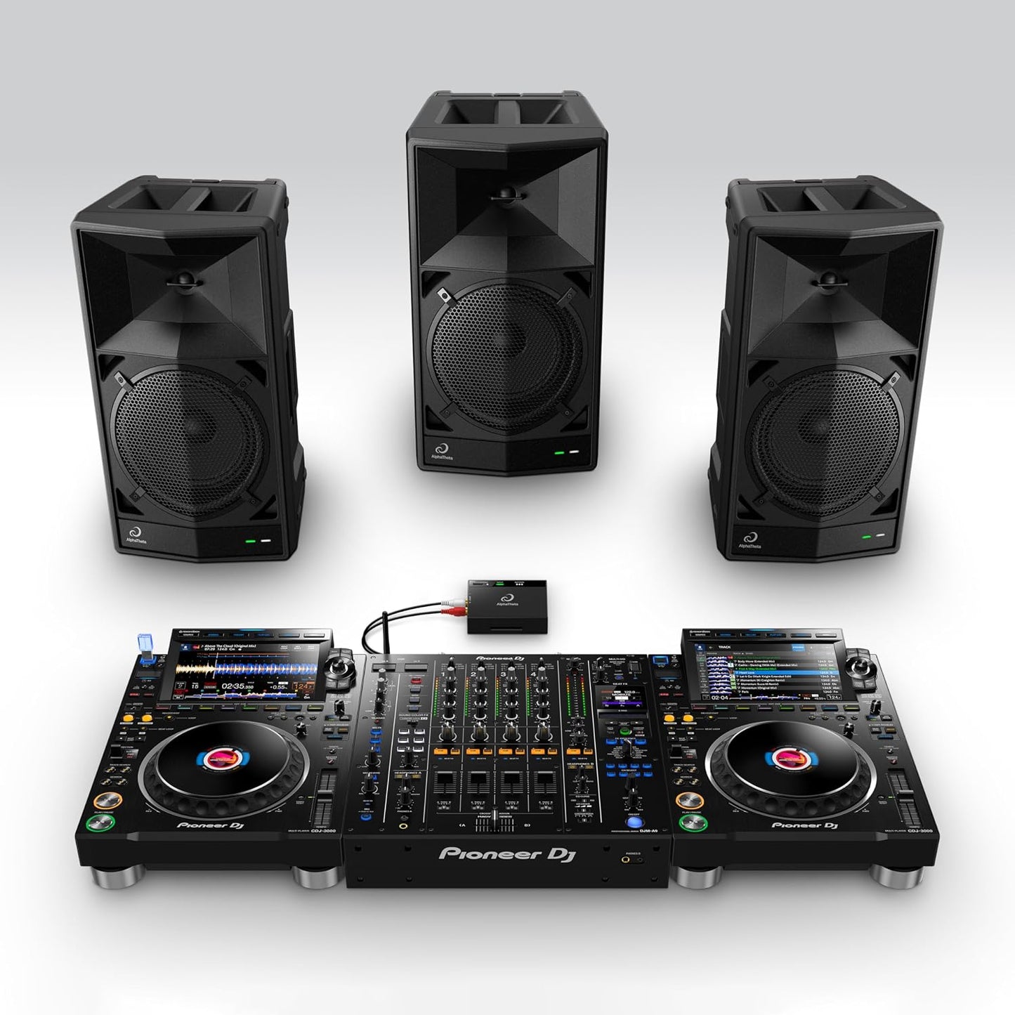 AlphaTheta Wave-Eight Portable Battery DJ Speaker, SonicLink, Black | For mobile DJs and performers, portable battery party speaker, SonicLink wireless, 8-inch driver, IPX4 waterproof, expandable