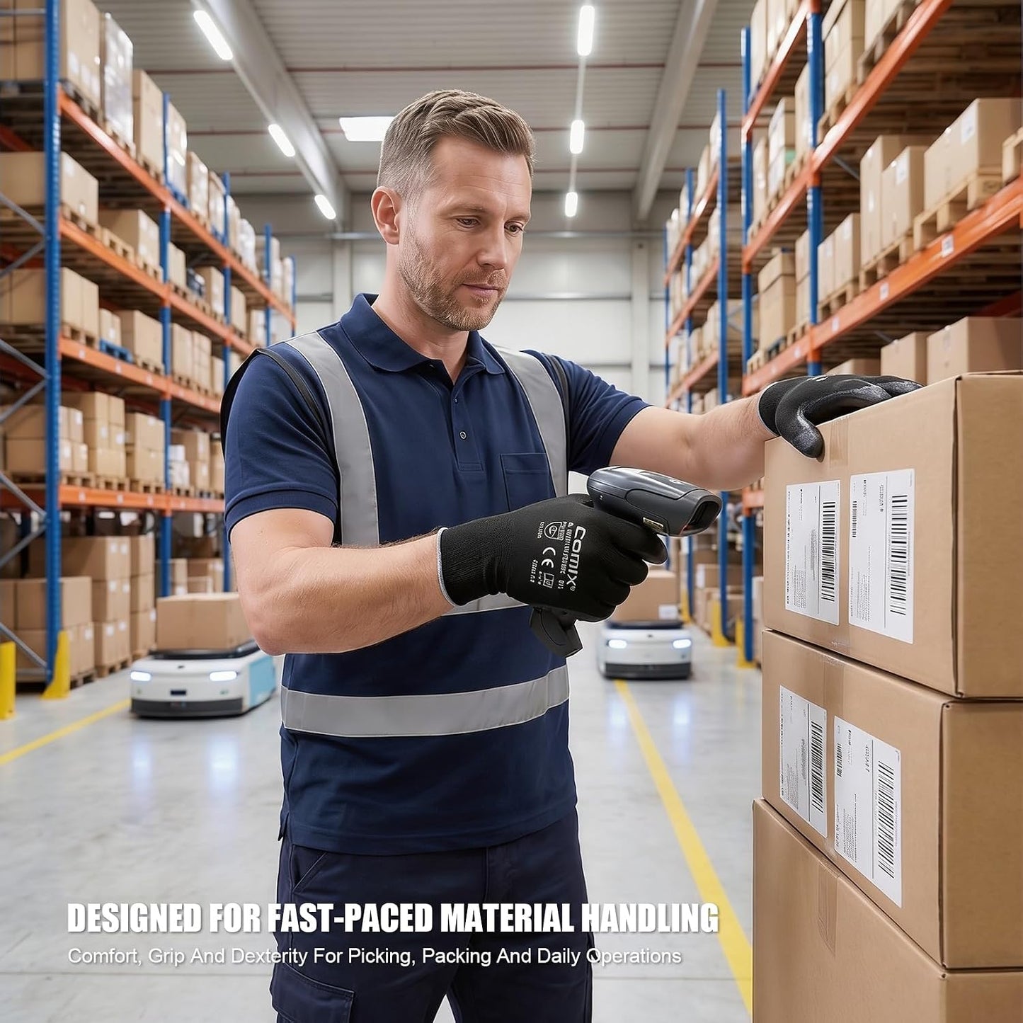 Comix PU Coated Work Gloves 12 Pairs, Light Grip for Warehouse | High-Dexterity Safety Gloves. Breathable 13-Gauge Liner. Ideal For Material Handling, Logistics, Assembly & Maintenance