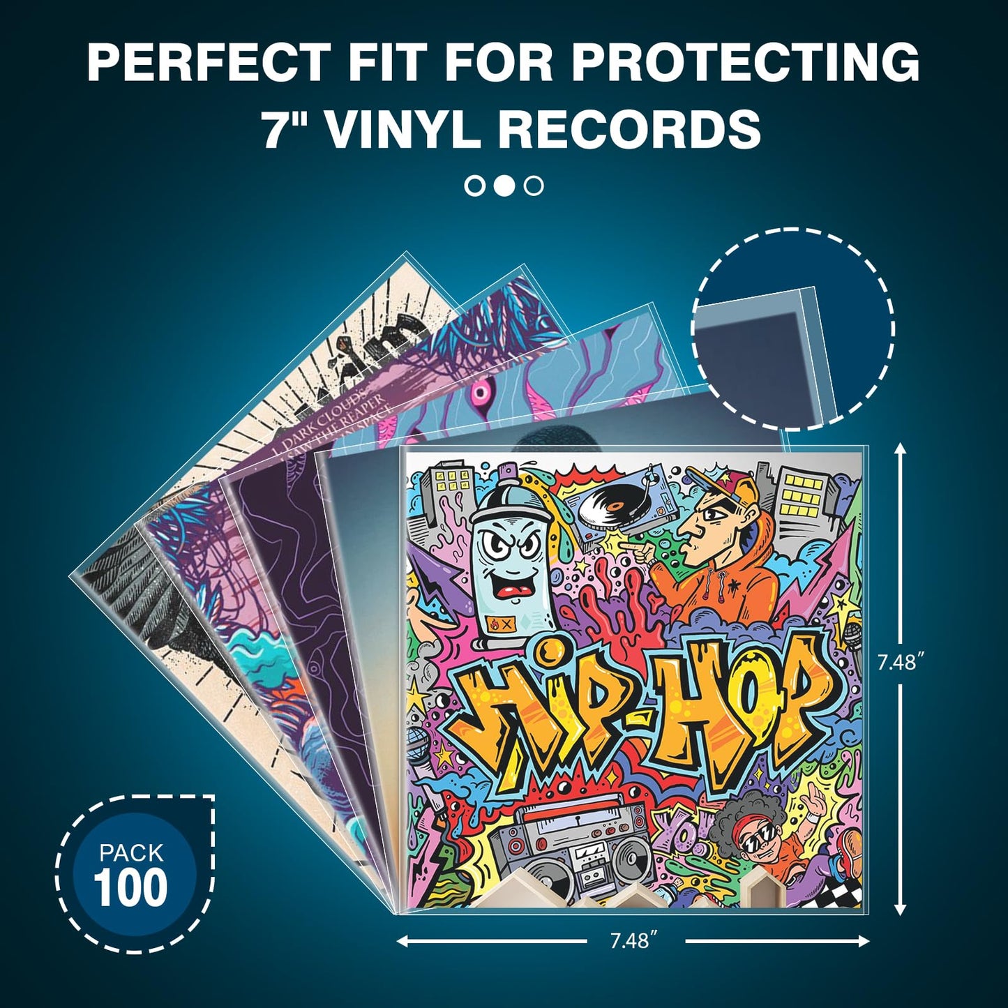 7-Inch Vinyl Record Inner Sleeves, White Paper for 45 RPM Albums, 100 Pack | Acid-Free Heavy Archival Kraft Paper, Center Hole, Smooth Snag-Free Seams, Dust & Scratch Shield for Long-Term Vinyl Storage