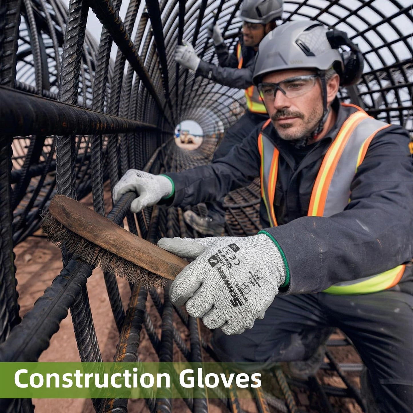 Schwer 6 Pairs A2 Cut Resistant Work Gloves, Ultra Durable, LT5636, L | Certified to Level 6 Abrasion, Enhanced Safety, Strong Grip, 3D-Comfort, Breathable, Flexible, Construction, Garden, Mechanic