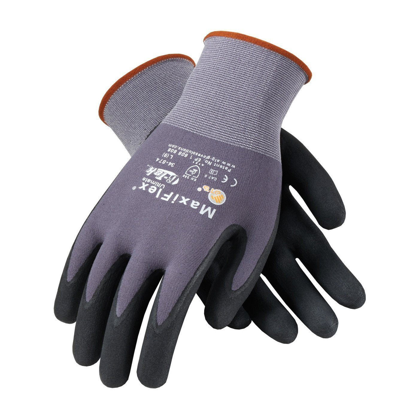 MaxiFlex Seamless Knit Nylon Gloves with Nitrile Coat and Micro Foam Grip on Palm and Fingers Cut Resistance