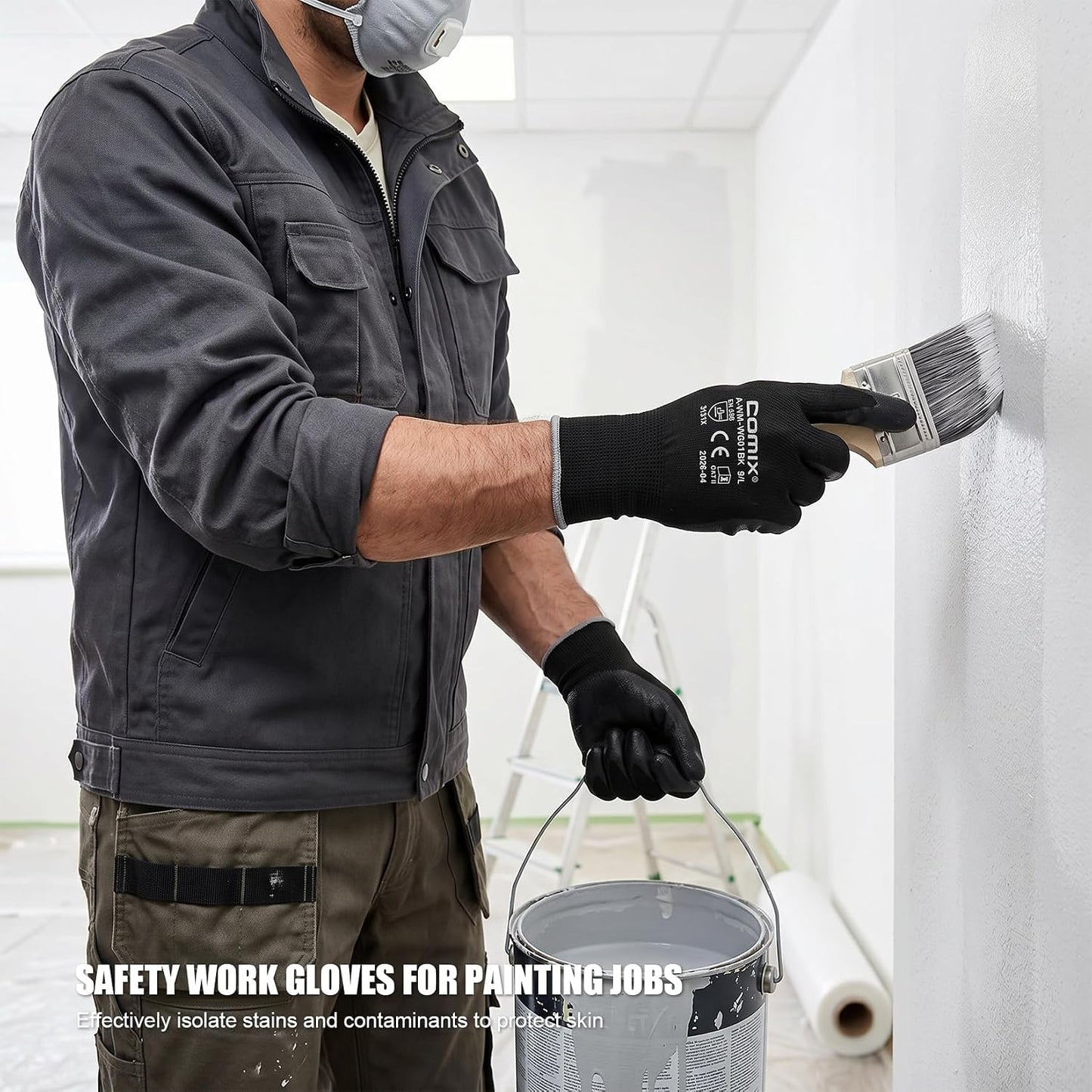 Comix PU Coated Work Gloves 12 Pairs, Light Grip for Warehouse | High-Dexterity Safety Gloves. Breathable 13-Gauge Liner. Ideal For Material Handling, Logistics, Assembly & Maintenance