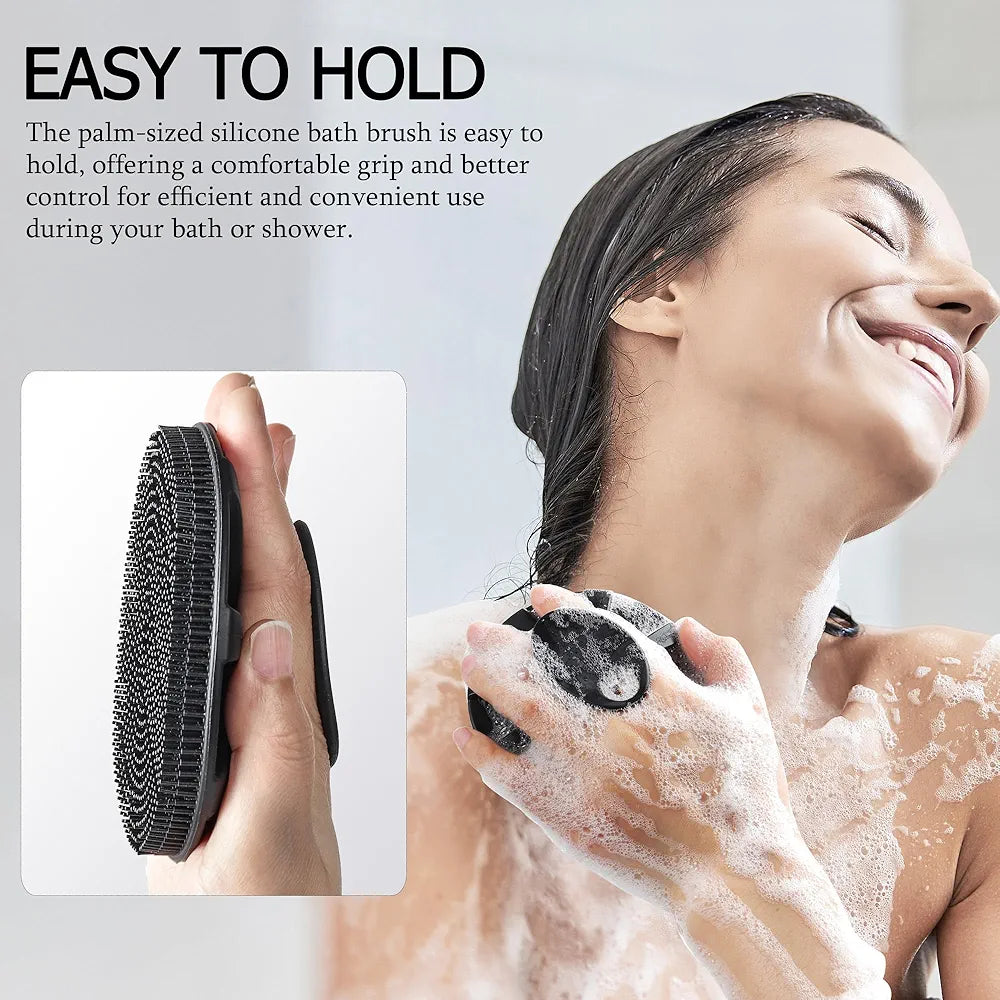 INNERNEED Food-Grade Soft Silicone Body Scrubber Shower Brush Handheld Cleansing Skin Brush, Gentle Exfoliating and Lather Well 