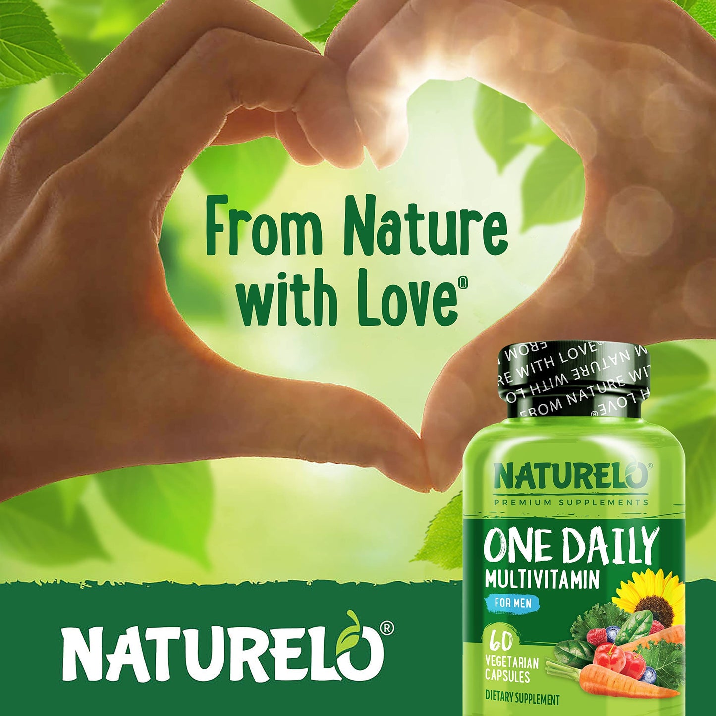 NATURELO Mens Multivitamins - One Daily Multivitamin for Men with Vitamins, Minerals & Organic Whole Foods, Boost Energy & Health, Non-GMO, 120 Vegetarian Capsules