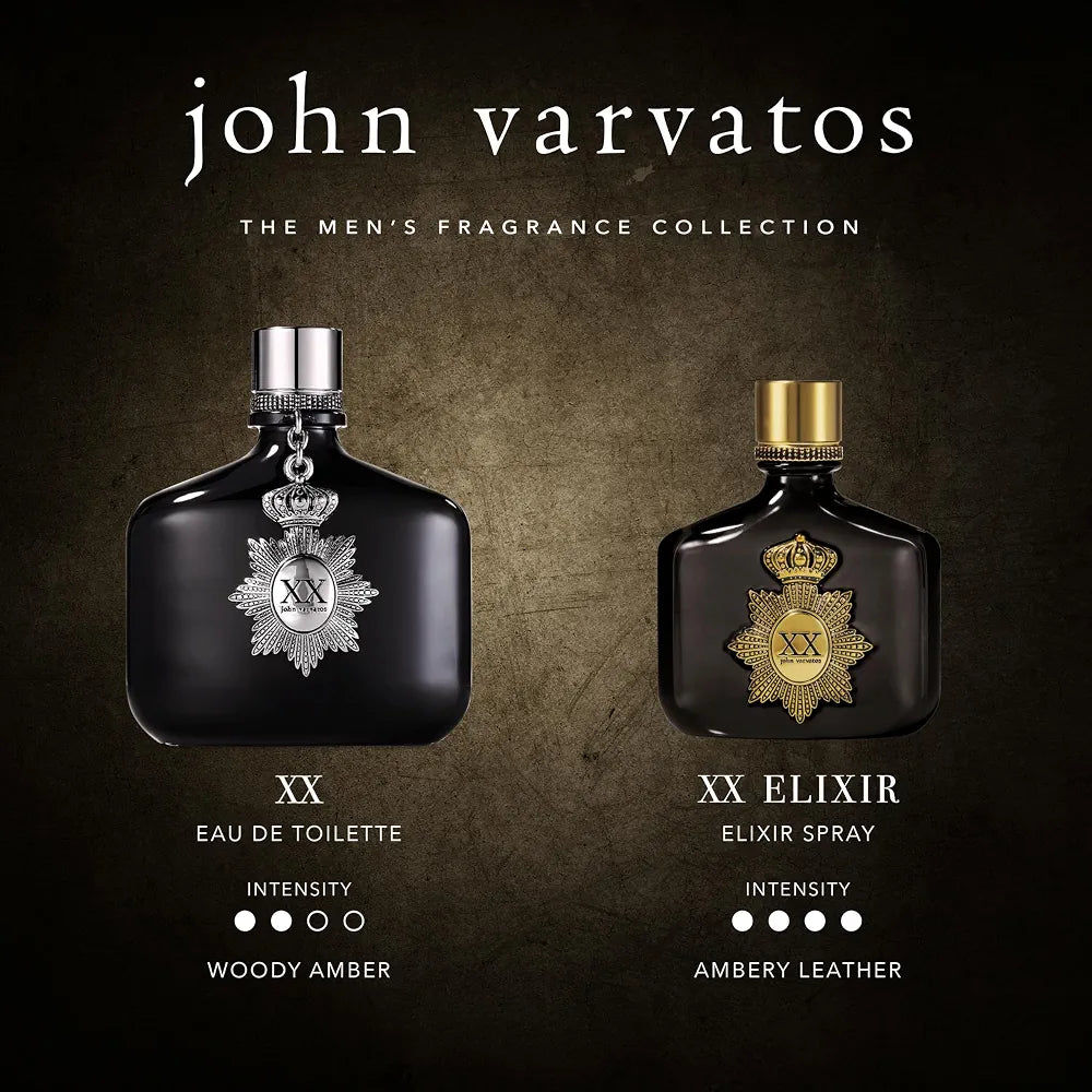 John Varvatos XX Elixir Eau de Parfum Spray for Men, 2.5 fl oz - Amber Leather Scent with Rum and Davana Essence