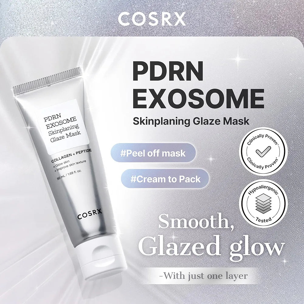 COSRX PDRN EXOSOME Glaze Wrapping Mask with SALMON DNA PDRN, Instant Glow, Easy Peel-Off Overnight Mask for Glass Skin, Firmness, Elasticity & Skin Texture Care,1.69 fl. Oz, Korean Skin Care