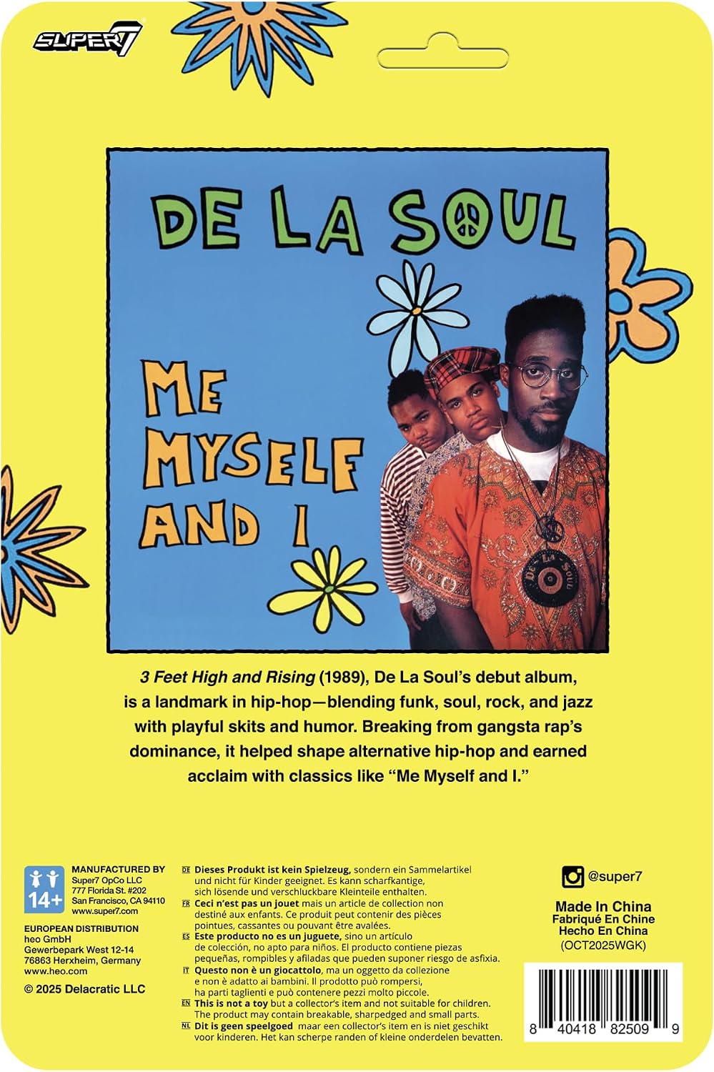 Super7 Reaction Figure De La Soul David Trugoy the Dove Jolicoeur (Me, Myself & I) - 3.75" De La Soul Action Figure with Accessory - Hip Hop Collectibles and Retro Toys