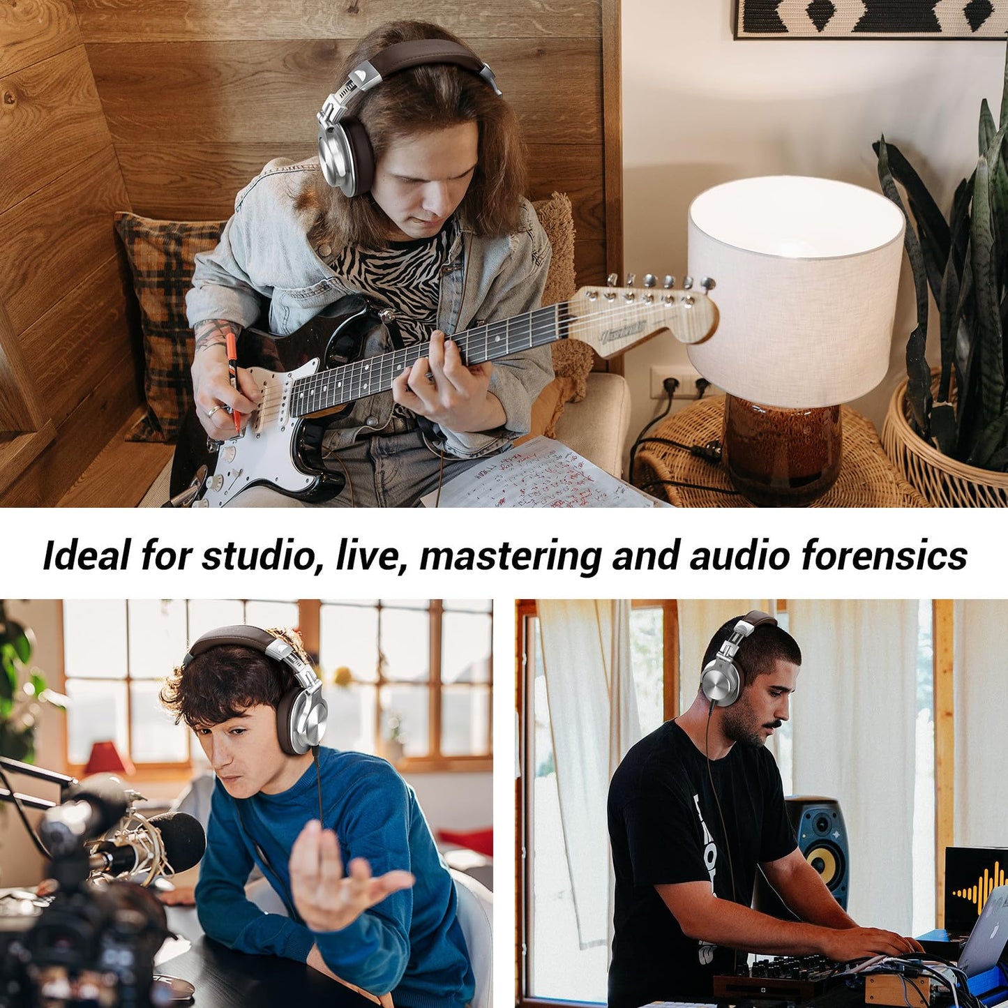 OneOdio A70 Bluetooth Over-Ear Headphones, Hi-Res Wired DJ Studio - Black | Wireless over-ear headphones with 72H playtime, 3.5mm/6.35mm wired jacks for studio monitoring, mixing, guitar, amp and PC