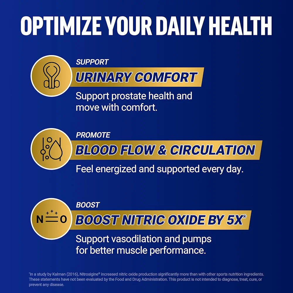 Force Factor Prostate Ultimate, Prostate Health Supplement for Men Nitric Oxide Booster, Fast-Acting Formula with L-Arginine, Boosts Nitric Oxide Levels, 120 Capsules