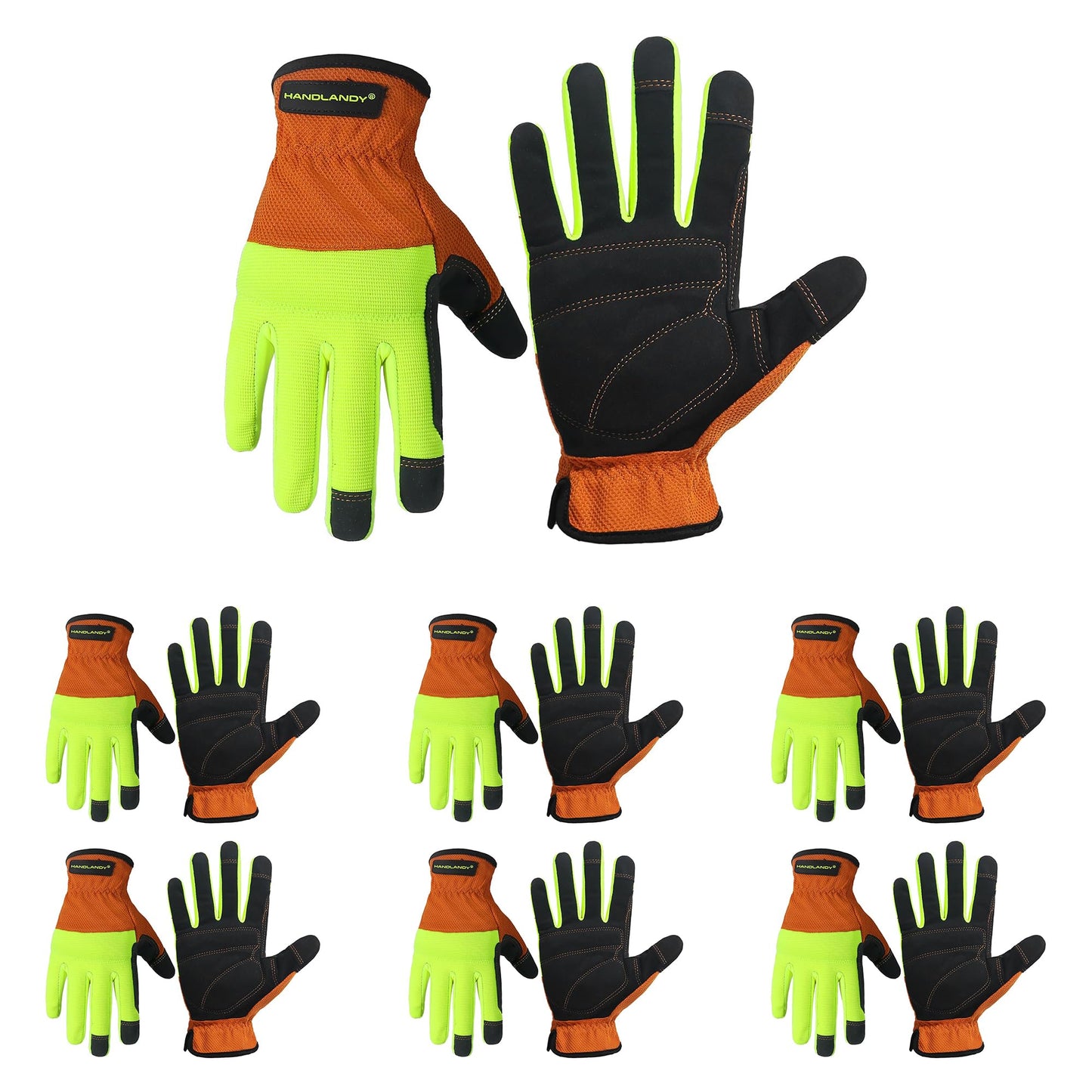 HANDLANDY Work Gloves for Men & Women, Utility Mechanic Working Gloves Touch Screen, Flexible Gardening Gloves for Yard