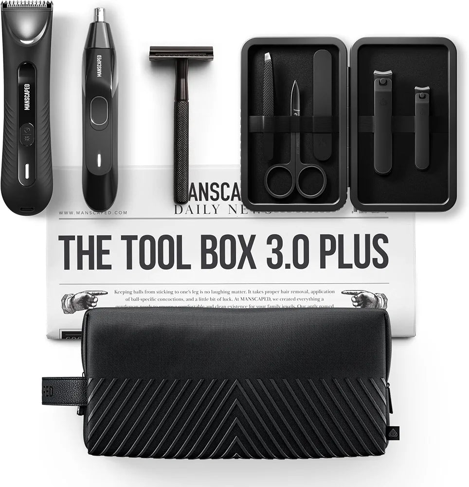 MANSCAPED® Tool Box 3.0 Plus: Premium Grooming Kit with Lawn Mower 3.0 Plus, Weed Whacker 2.0, The Plow 2.0, Shears 3.0, and The Shed 2.0 Bag