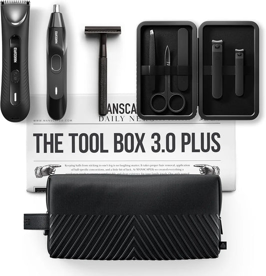 MANSCAPED® Tool Box 3.0 Plus: Premium Grooming Kit with Lawn Mower 3.0 Plus, Weed Whacker 2.0, The Plow 2.0, Shears 3.0, and The Shed 2.0 Bag