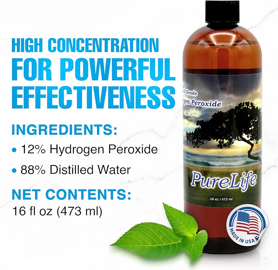 12% Hydrogen Peroxide Food Grade with No Added Stabilizers - in Distilled Water 