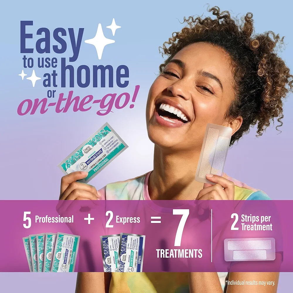 GuruNanda Teeth Whitening Strips Kit - 7-Day Treatment with Non-Slip, Dry Strip Technology - Whitening Designed with Care for a Brighter Smile