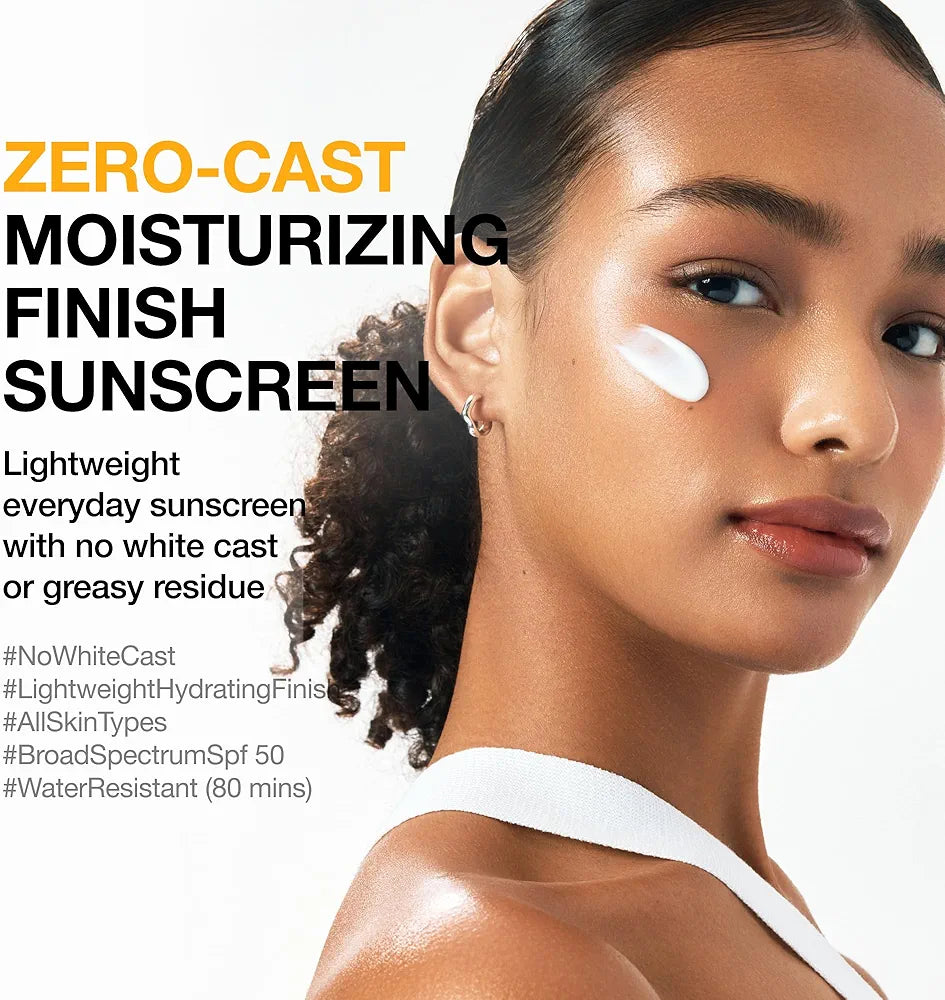 Anua, Zero-Cast Moisturizing Sunscreen SPF 50, Glow Natural Sunscreen for face, No White Cast, Hyaluronic Acid, Niacinamide, Oil-Free, Korean Skincare, 1.69 fl oz