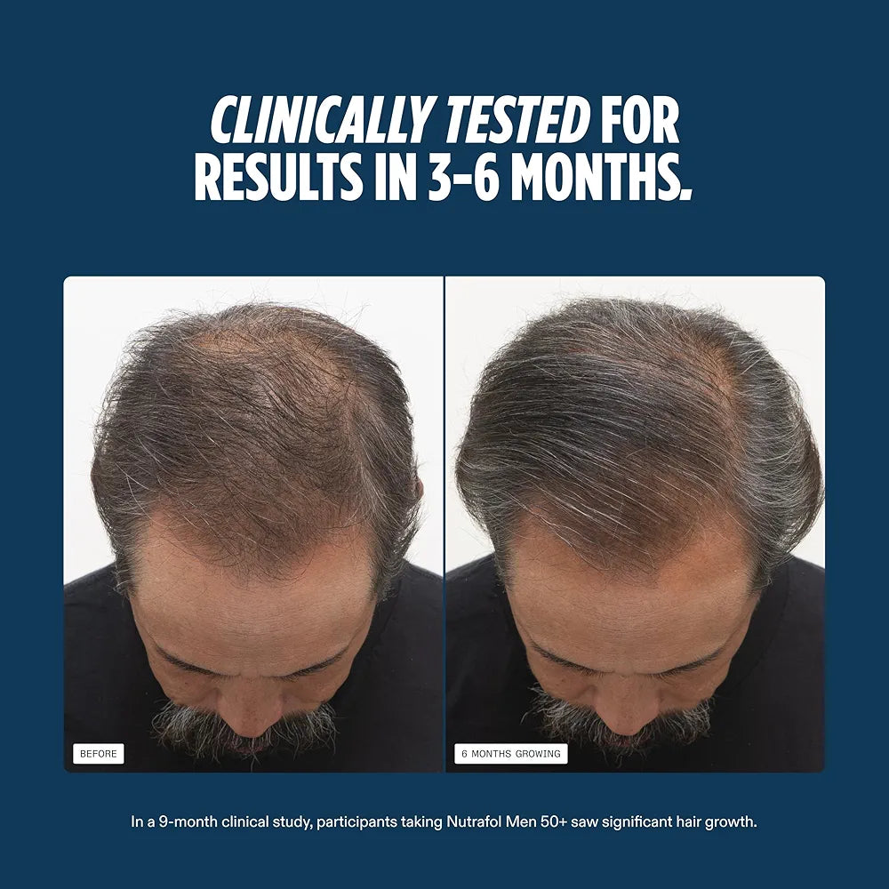 Nutrafol Men 50+ Hair Growth Supplements, Clinically Tested for Visibly Thicker Hair and Scalp Coverage, #1 Dermatologist-Recommended Hair Growth Supplement Brand - 1 Month Supply