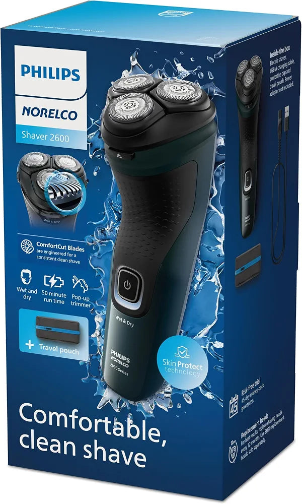 Philips Norelco Shaver 2600 Series Wet & Dry Electric Shaver with Pop-up Trimmer and Travel Pouch - Dark Forest Green (Model X3052/91)