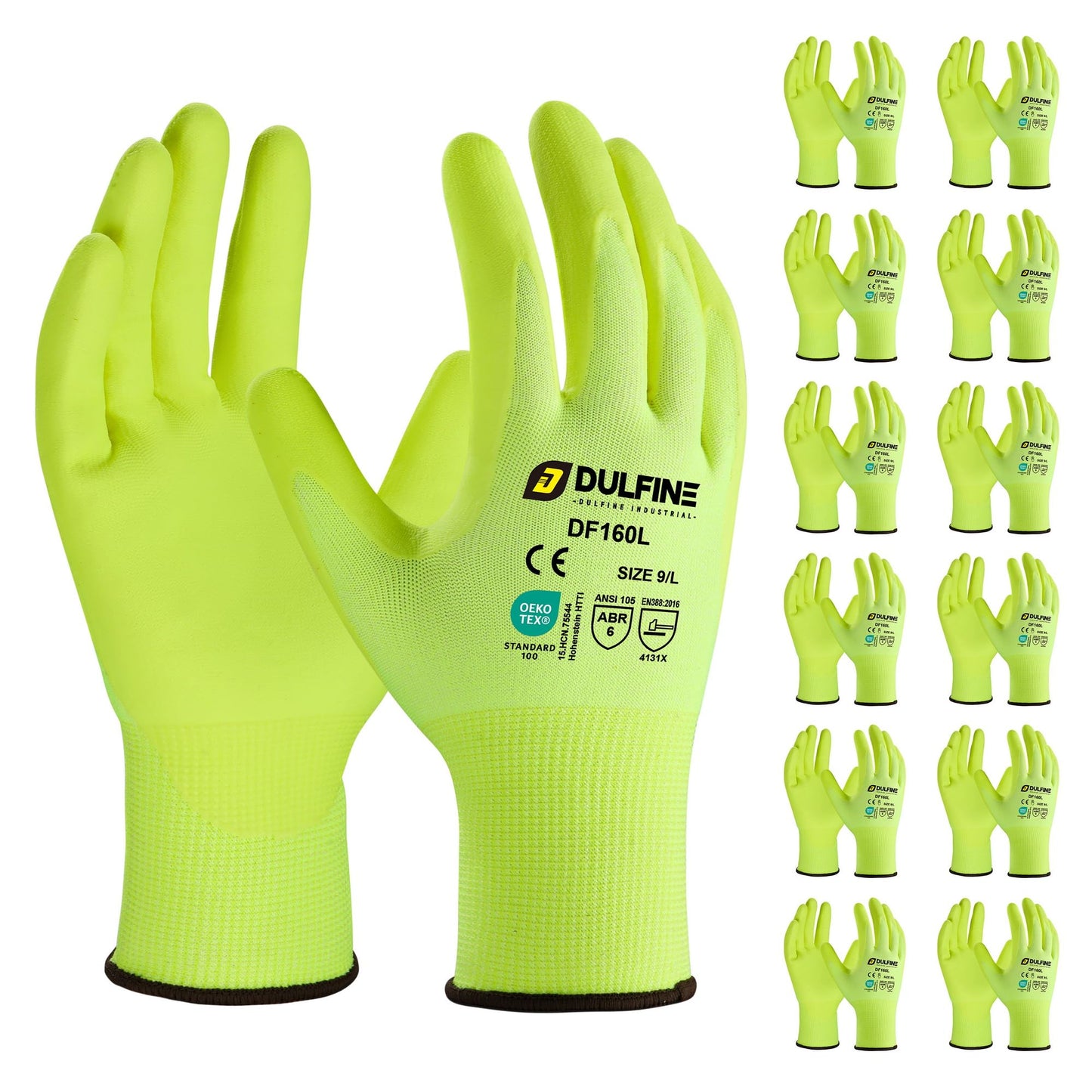 DULFINE MicroFoam Nitrile Coated 3/12/36 Pairs Work Gloves for Men & Women | Strong Grip, Touchscreen, Seamless Nylon Knit, Ideal for General Purpose, Automotive, Home Improvement, Painting
