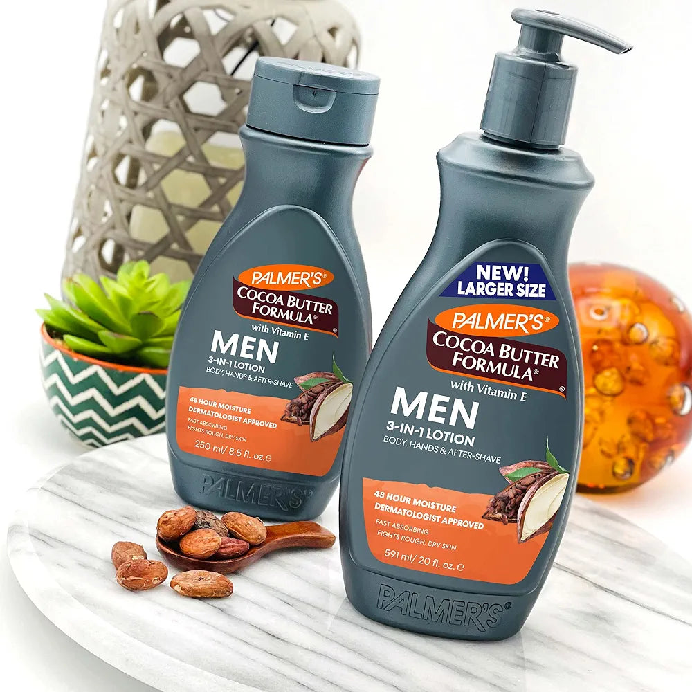 Palmer's Cocoa Butter Formula Men's 3-in-1 Fast Absorbing Face & Body Lotion, 8.5 oz. - Deeply Moisturizing Skincare